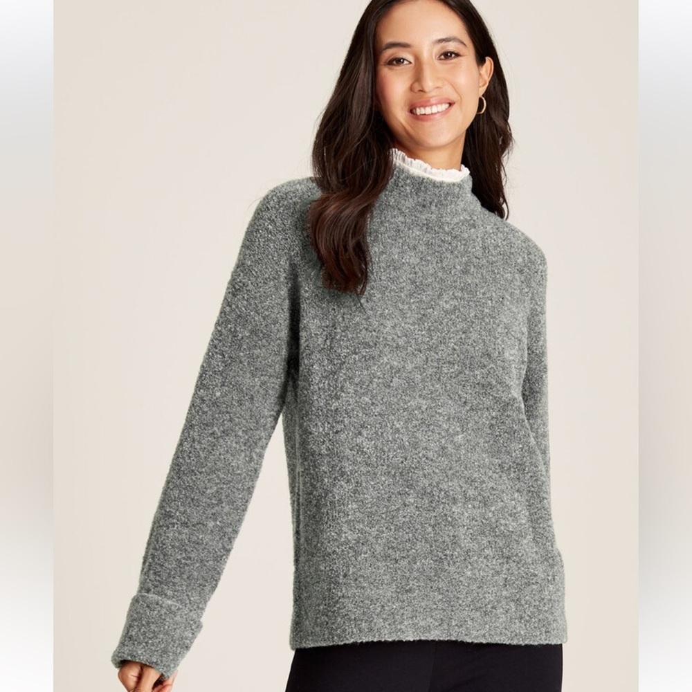 Joules Bea Grey High Neck Bouclé Sweater